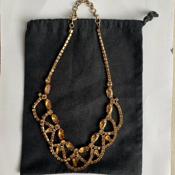J.Crew Gold Amber Crystal Statement Necklace - Picture 2 of 5